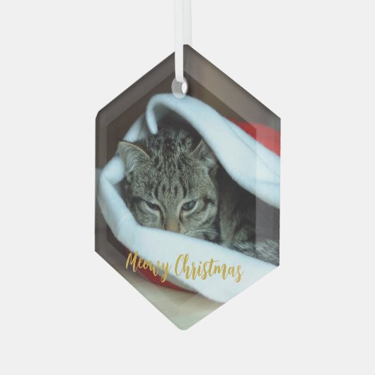 Meowy kerstkat glas ornament (Voorkant links)
