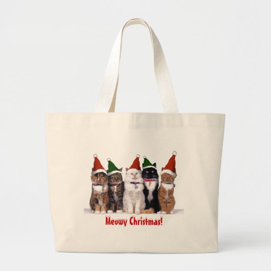 "Meowy kerstkat" Grote Tote Bag (Voorkant)