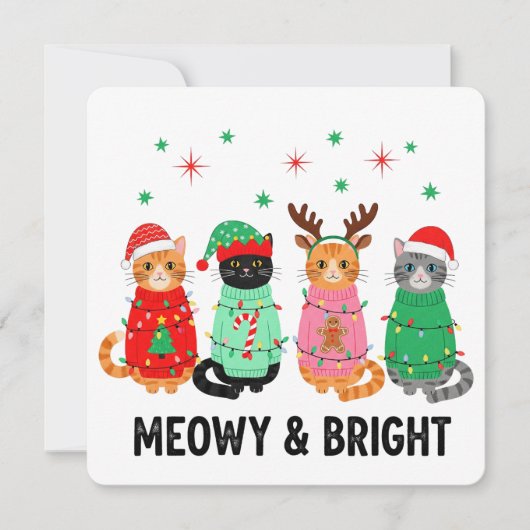 Meowy kerstkat kaart (Voorkant)