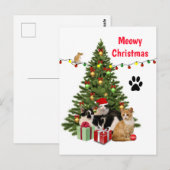 Meowy kerstkat / katteklep, ontworpen om te worden briefkaart (Voorkant / Achterkant)
