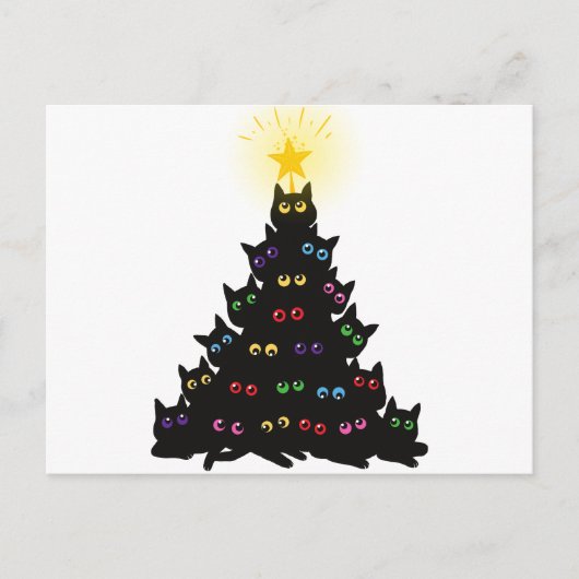 Meowy Kerstkat kerstboom Briefkaart (Voorkant)