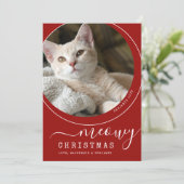 Meowy Kerstkat Kitten Foto Rood en Wit (Staand voorkant)