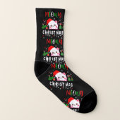 Meowy kerstkat Lover merry kerstkitten Sokken (Links binnenkant)