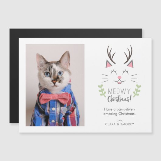 Meowy kerstkat met kerstcadeau van Antlers (Voorkant / Achterkant)