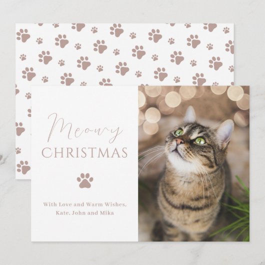 Meowy kerstkat met kerstmis feestdagenkaart (Voorkant / Achterkant)