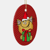 Meowy Kerstkat Oval Ornament (Rechts)