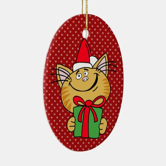 Meowy Kerstkat Oval Ornament (Rechts)