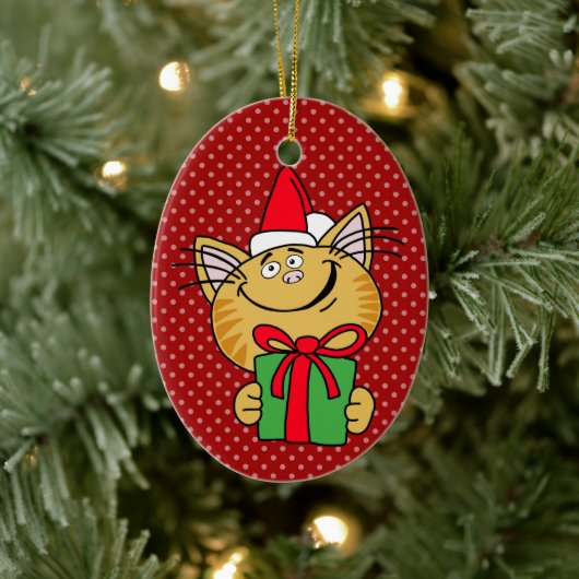 Meowy Kerstkat Oval Ornament (Boom)