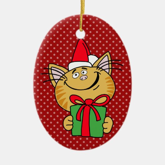 Meowy Kerstkat Oval Ornament (Voorkant)