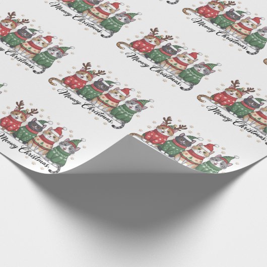 Meowy Kerstkat Schattigee Katten met Sinterklaas P Cadeaupapier (Hoek)