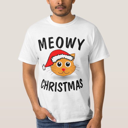 Meowy kerstkat T-shirts (Voorkant)