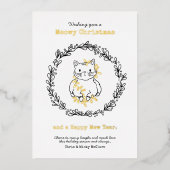 Meowy kerstkat Tangled in licht Folie Feestdagenkaart (Voorkant)