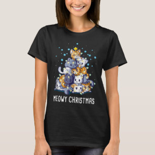 Meowy kerstkat Tree T shirt