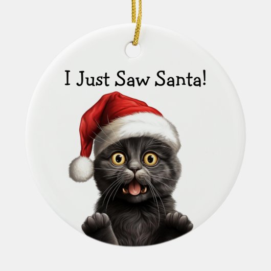 Meowy kerstkat-versiering keramisch ornament (Voorkant)
