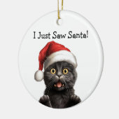 Meowy kerstkat-versiering keramisch ornament (Links)