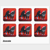 Meowy kerstKat Vierkante Sticker (Vel)