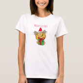 Meowy kerstkat Women's Basic T-Shirt (Voorkant)