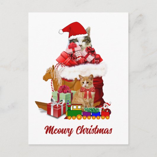 Meowy Kerstkats Holiday Briefkaart (Voorkant)