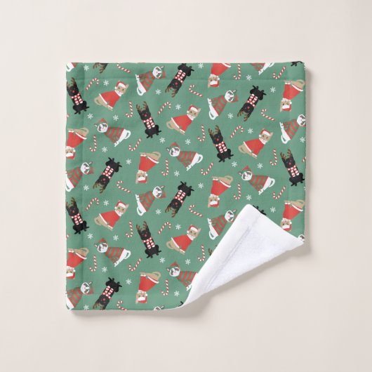 Meowy kerstkatten bad handdoek (Wasdoekje)