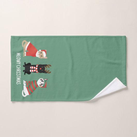 Meowy kerstkatten bad handdoek (Handdoek)