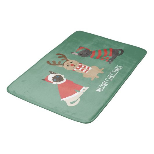 Meowy kerstkatten badmat (Gekanteld)