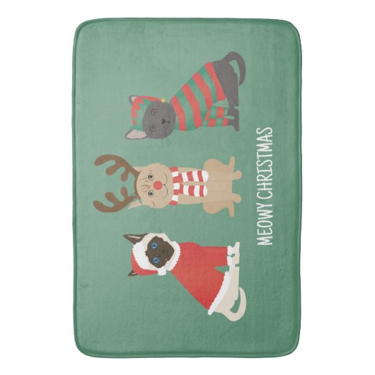 Meowy kerstkatten badmat (Voorkant Verticaal)