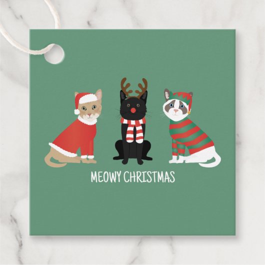 Meowy kerstkatten bedankjes labels (Voorkant)