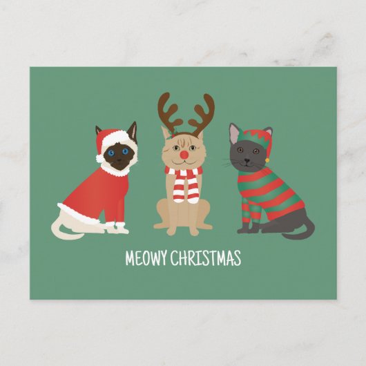Meowy kerstkatten briefkaart (Voorkant)