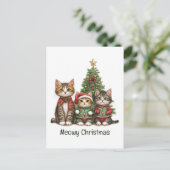 Meowy kerstkatten briefkaart (Staand voorkant)