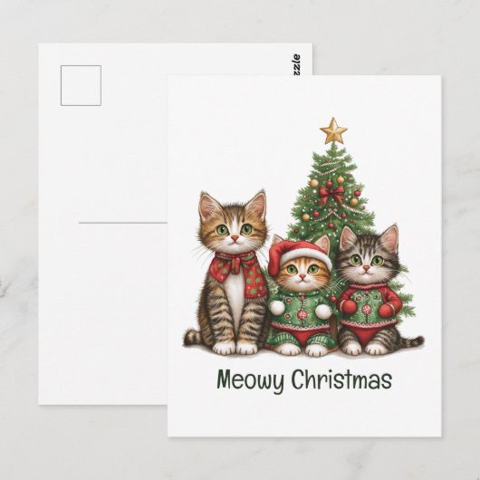 Meowy kerstkatten briefkaart (Voorkant / Achterkant)