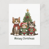 Meowy kerstkatten briefkaart (Voorkant)