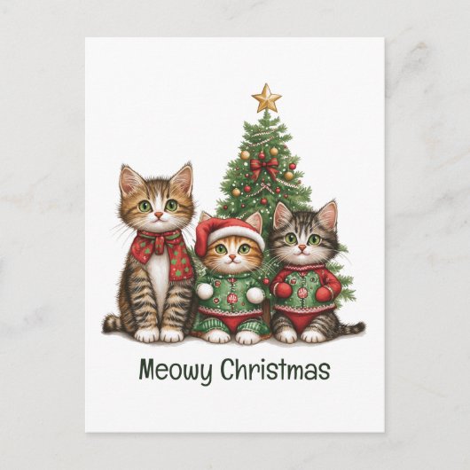 Meowy kerstkatten briefkaart (Voorkant)