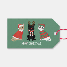 Meowy kerstkatten cadeaulabel