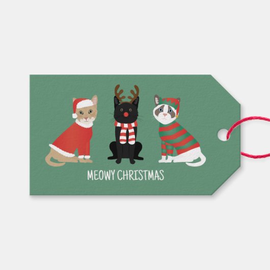 Meowy kerstkatten cadeaulabel (Voorkant (Horizontaal))