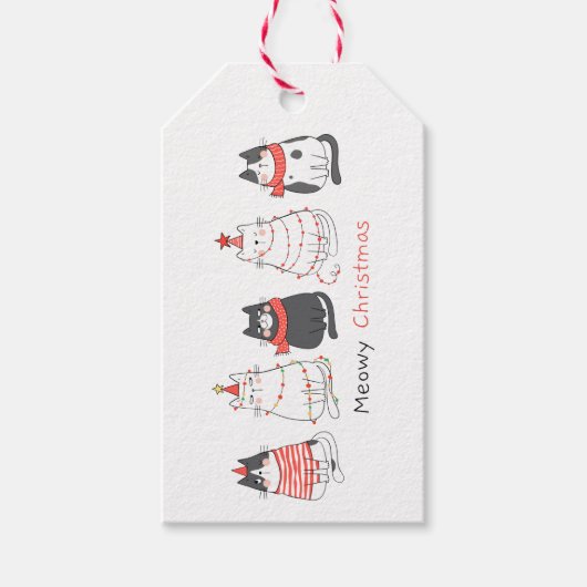 Meowy kerstkatten cadeaulabel (Voorkant)