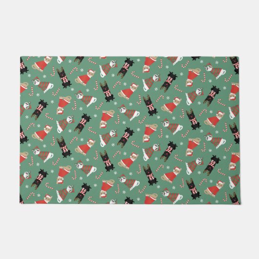 Meowy kerstkatten deurmat (Voorkant)