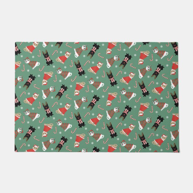 Meowy kerstkatten deurmat (Voorkant)