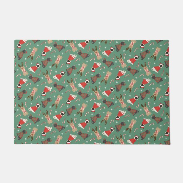 Meowy kerstkatten deurmat (Voorkant)