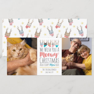 Meowy Kerstkatten + gewei vakantie fotokaart