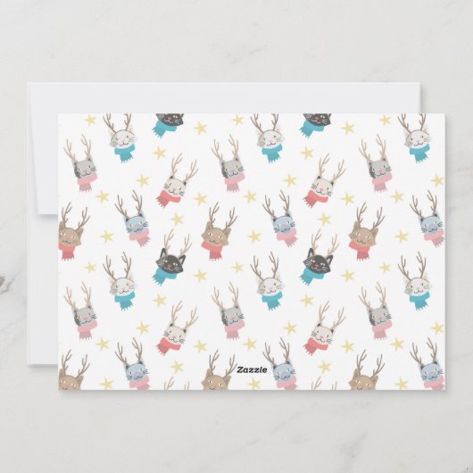 Meowy Kerstkatten + gewei vakantie fotokaart Feestdagenkaart (Achterkant)