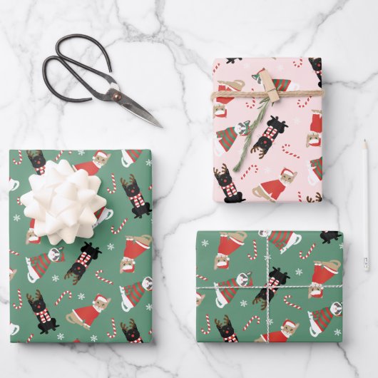 Meowy kerstkatten inpakpapier vel (Voorkant)