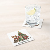 Meowy kerstkatten kartonnen onderzetters (Insitu)