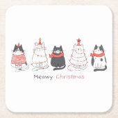 Meowy kerstkatten kartonnen onderzetters (Voorkant)