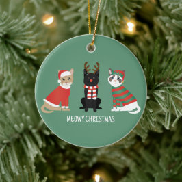 Meowy kerstkatten keramisch ornament