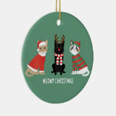 Meowy kerstkatten keramisch ornament (Rechts)