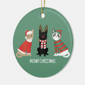 Meowy kerstkatten keramisch ornament (Links)