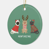 Meowy kerstkatten keramisch ornament (Links)