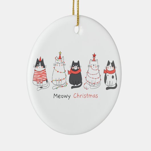 Meowy kerstkatten keramisch ornament (Rechts)