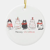 Meowy kerstkatten keramisch ornament (Voorkant)