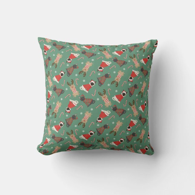 Meowy kerstkatten kussen (Voorkant)